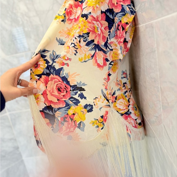 MIAMI for Francesca’s Boho Fringe Floral Kimono Open-Front Kimono Fringe Hem S - Picture 12 of 13